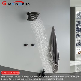 GUOYINDONG 2 Handle Shower Faucet Set, Matte Black Two Handle Shower Faucet Set 2 Knobs Wall Mounted, Shower Faucets Sets Complete