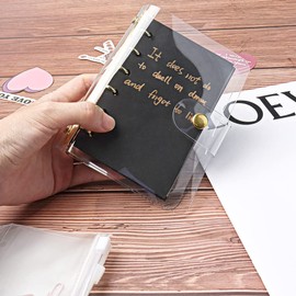 NatSumeBasics A7 Binder Wallet Clear Mini A7 Budget Binder Gold Ring Cash Envelopes Loose Leaf Folders Soft Notebook Shell Protector (A7, Gold)