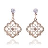 Filigree Clover Design Gold Pierced Earrings Cute Lightweight, Metal