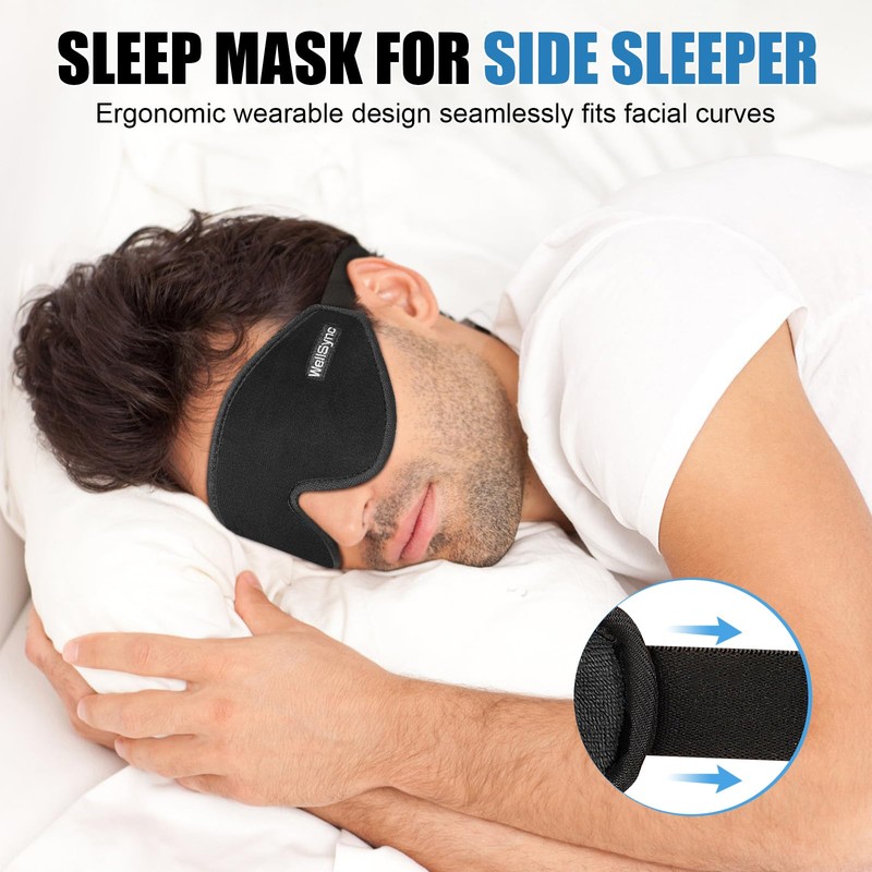 WellSync Sleep Eye Mask for Men Women,Zero Pressure 3D Blackout