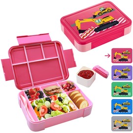 waziwe Lunch Box Digger Lunch Box Boys School Lunch Box Nursery Lunch Box Children with Compartments Bento Box Children Lunch Box Casual Leak-Proof Lunch Box Children Butter Lunch Box Children