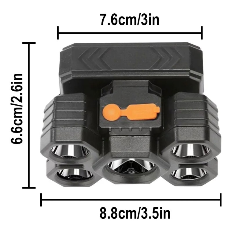 2pcs Lámpara Cabezas Recargable Usb 5 Led Lampara Minera Blanco