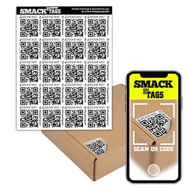 Smack Tags QR Code Labels for Storage and Organization - No App Needed - 20 Unique Scannable QR Code Stickers - Easy to Use Smart Labels for Bins, Moving Boxes, Office Organization