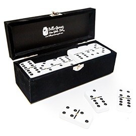 New York's Garment District Double Six White Professional Jumbo Size Tournament Dominoes Set with Spinners