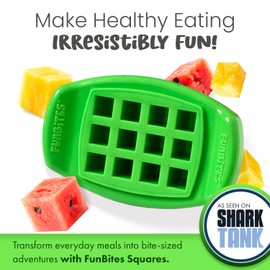 FUNBITES Sandwich Cutter for Kids Lunch, Mini Cookie Cutters, Bento Box Accessories, Cuts Food into Bite-Size Shapes for Toddler Lunch, Great for picky eaters - Green Squares 1pk