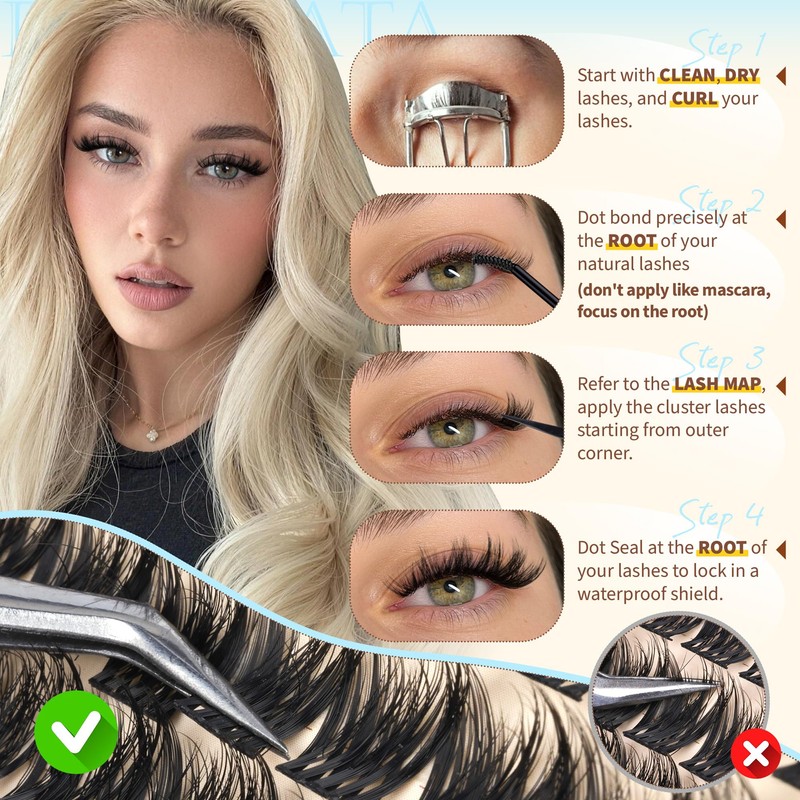 12-14-16mm Fluffy Lash Clusters Wispy Eyelash Clusters for Volume