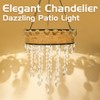Solar Outdoor Hanging Chandelier, Waterproof Rustic Rattan Hanging Light with