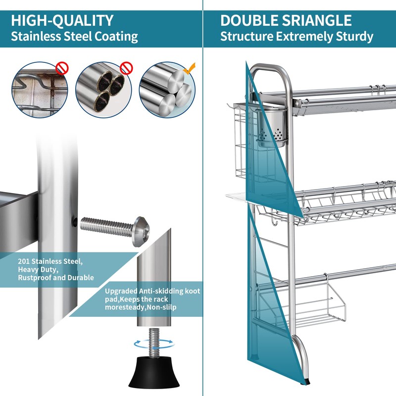 HOWDIA Stainless Steel 2-Tier Over The Sink Dish Drying Rack