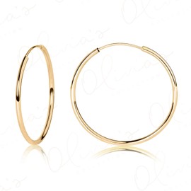 14k Yellow Gold Endless Hoop Earrings 20x1.0mm