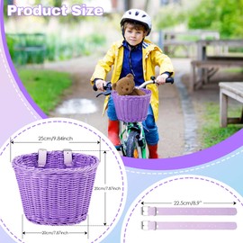 Aikolesa Kid Bike Basket, Girls Bike Basket Front Kids Handlebar, Mini Handlebar Storage Bicycle Basket fits Most Bikes, Beach Cruiser, Stationary Bike, Ebike, Road Bike (Purple)