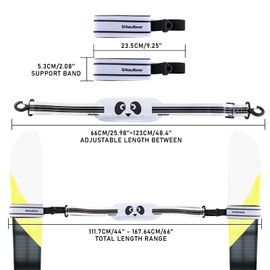 UrbanMover Ski Strap and Pole Carriers Black Panda for Men Women Kids Adjustable Shoulder Sling with Padded Holder Downhill Skiing Gear Backcountry Ski Accessories