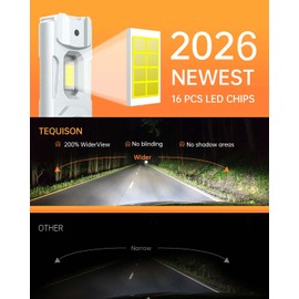 Tequison H11/H8/H9 Bulbs, 60,000LM 6500K Cool White Fog Lights, 800% Ultra Bright with 14000RPM Fan, IP68 Waterproof, 1:1 Size, Plug-N-Play, Canbus Ready (2 Pack)