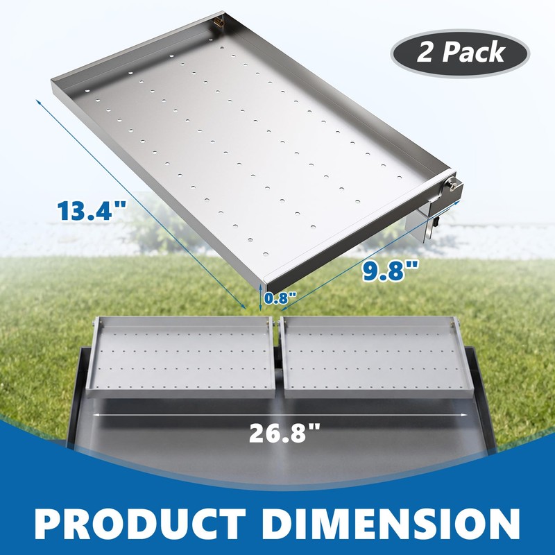 Reversible Griddle Warming Rack/Shelf for Blackstone 28" Griddle, 2-Pack SS