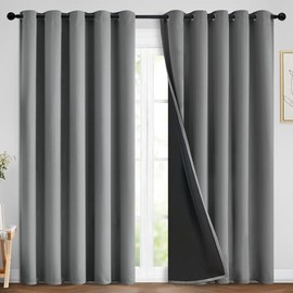 Yakamok - Cortinas 100 opacas de 84 pulgadas de largo, 2 capas gruesas de bloqueo de calor y luz completa, cortinas de aislamiento térmico suave para