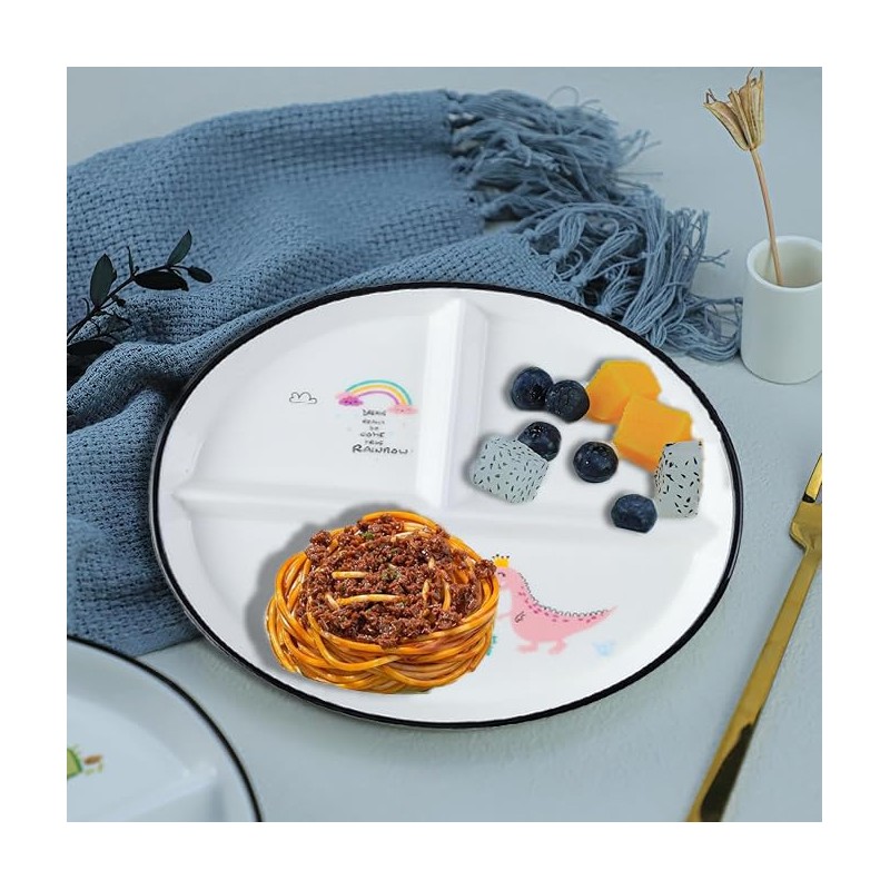 Hoshisea Divided Ceramic Dinner Plate, Split Diet Plate, Snack Plate,