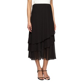 Alex Evenings womens Tea Length Dress (Petite Regular Plus Sizes) Skirt, Black Asym Tier, X-Large Petite US