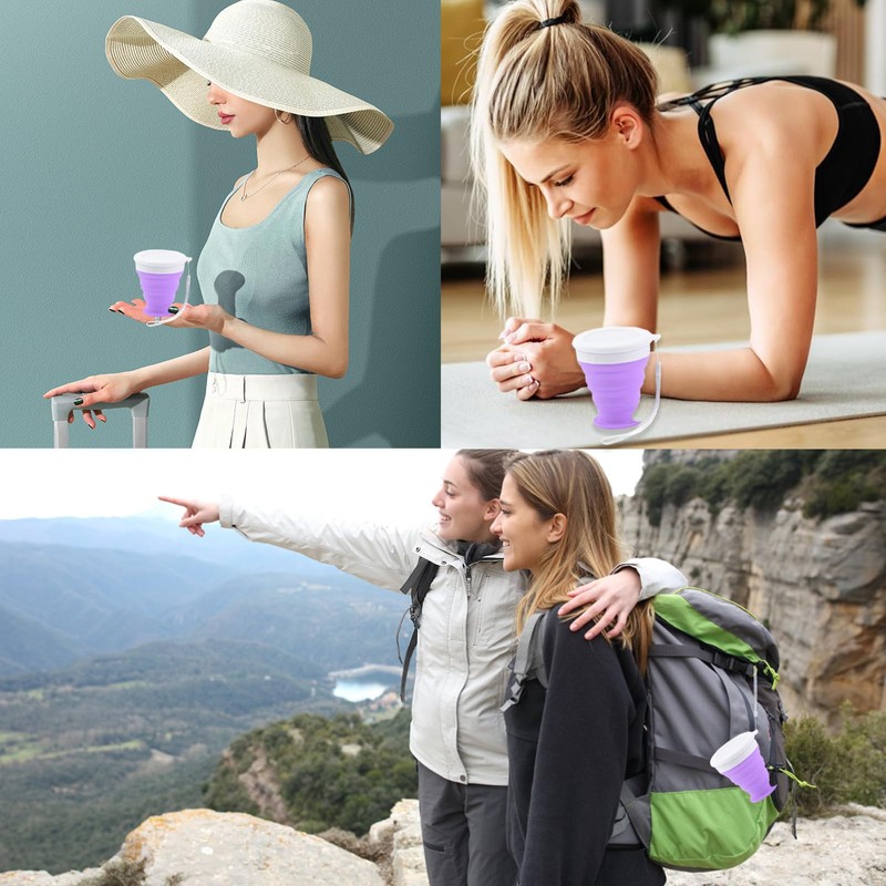 SWYSGS Folding Cup with Lid Reusable Foldable Cup Outdoor Camping