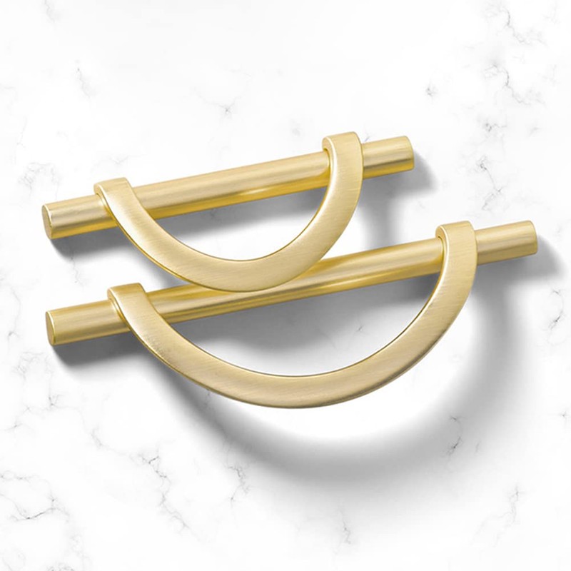 DAPANIY Brushed Gold Cabinet Pulls Drawer Pulls, Half Moon Shape