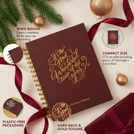 Christmas Planner/Organiser, A5 Hardcover Notebook - Perfect for Budgeting - Weekly Countdown with Shopping List - Daily Meal Planner - 120 GSM FSC Paper | Perfect Planner Company (Mulberry)