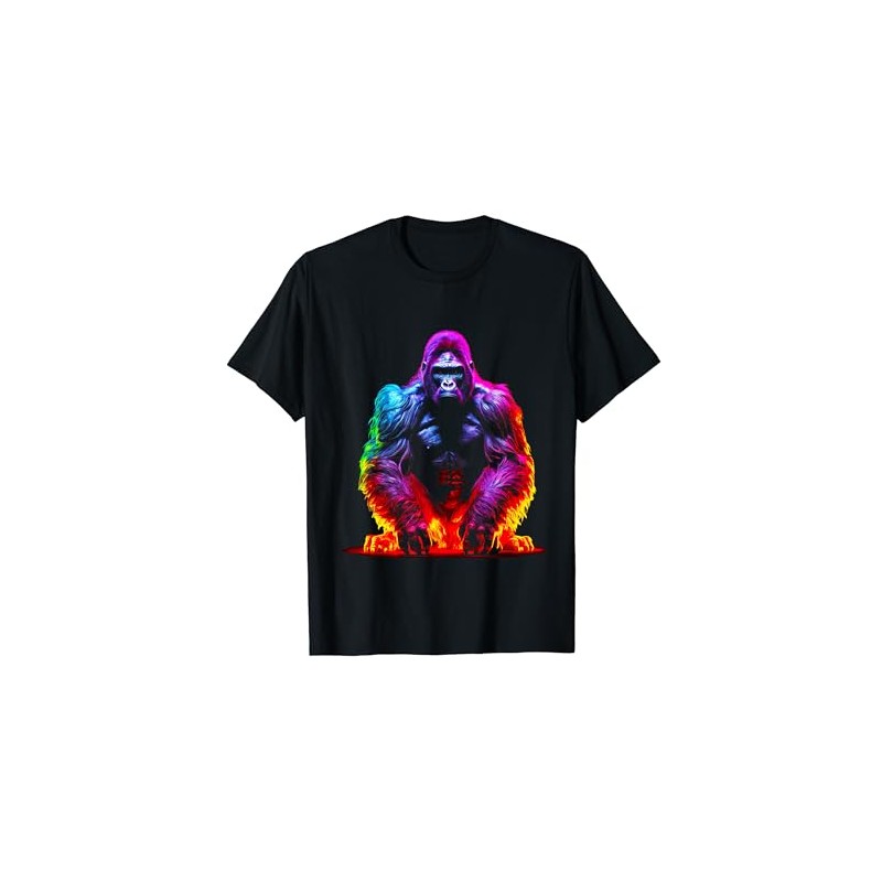Gorilla Colourful Animal Zoo Artwork Gorilla T-Shirt, black