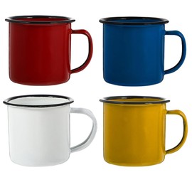 Kichvoe 4pcs Retro Drinking Cup Enamel Mugs Camping Mugs Small Vintage Enamel Camping Mugs Travel Cup for Coffee, Tea, and Milk