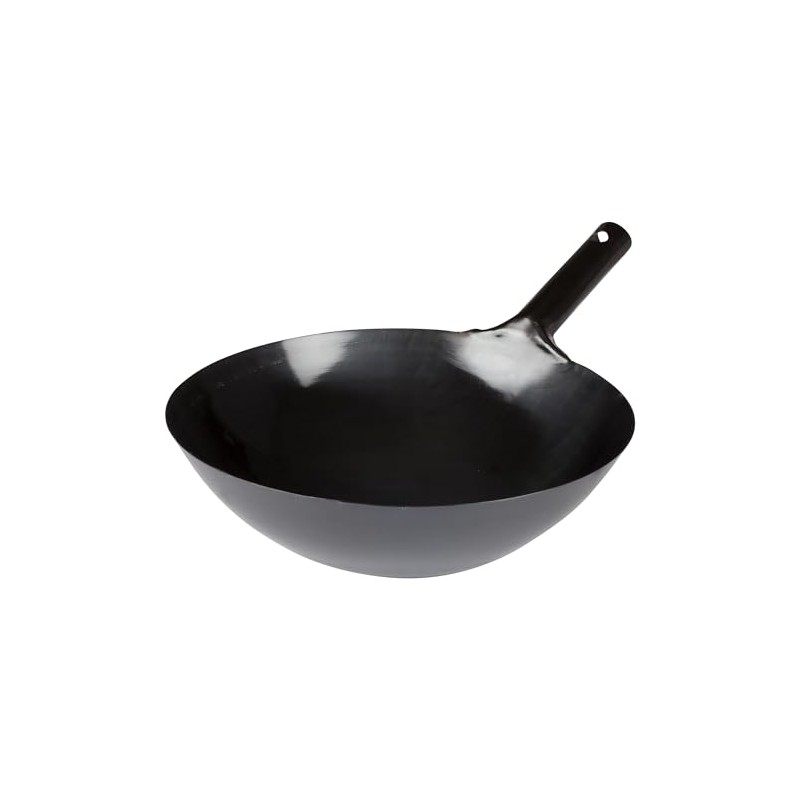 Winco Chinese Wok with Integral Handle, 14-Inch, Black