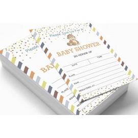 Inkdotpot 30 Monkey Jungle Animals Baby Shower Invitation Cards Gender Neutral Fill In Blank Invites