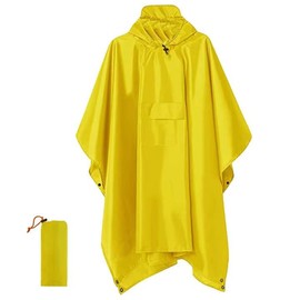 soto xtreme outdoors Hooded Rain Poncho for Adult with Pocket, Waterproof Lightweight Unisex Raincoat for Hiking Camping Emergency (US, Alpha, Large, Regular, Regular, Yellow)