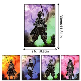 WKxinxuan Demon-Slayer Poster, Set of 4 Anime Poster, Kimetsu no Yaiba Poster, Nezuko Poster, Tanjiro Kamado Poster, Inosuke Poster, Gatsuma Zenitsu Poster, Wall Decoration, Gift for Children, 21 x 30