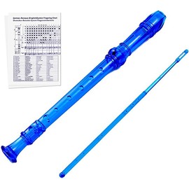 8 Hole Soprano Descant Recorder German Style Music Recorder Kids Music Flute with Cleaning Rod and Case Bag Soprano Recorder Instrument for School Student Home Entertainment (Blue)