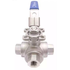DuraChoice 1/4" Stainless Steel (316) 3-Way Ball Valve - L Port With Mounting Pad 1,000PSI