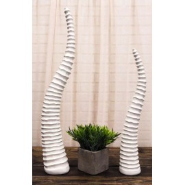 Set of 2 Rustic White African Gazelle Antelope Horns Decorative Vegan Sculptures