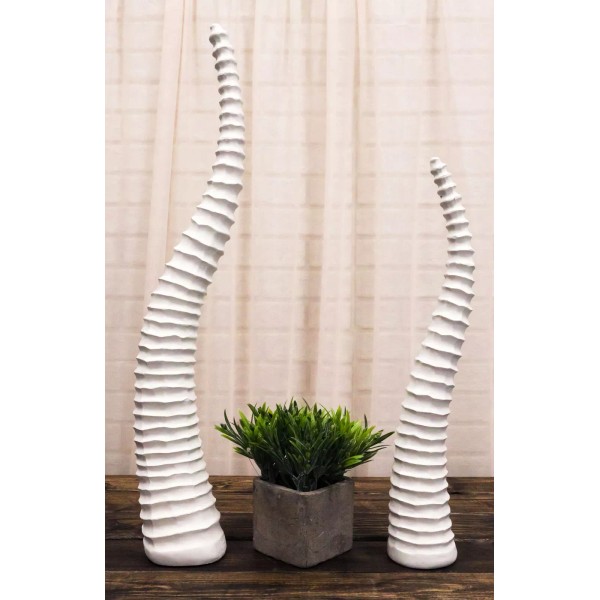 Set of 2 Rustic White African Gazelle Antelope Horns Decorative