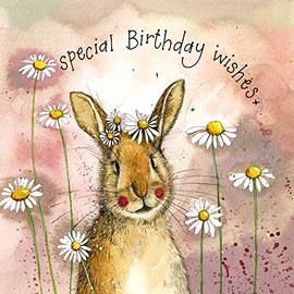 Alex Clark Art Special Birthday Wishes Rabbit and Daisies Foil Card
