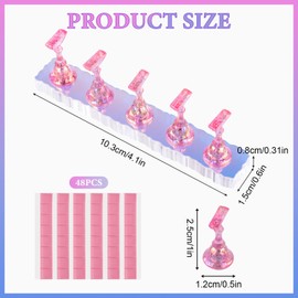 Difenni Nail Stand Acrylic Aurora Nail Display Stand Magnetic Nail Tips Practice Holder with 48 Pcs Reusable Adhesive Putty for DIY Painting Nails Stand kit(Pink)