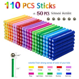 160PCS 2.28" Magnetic Building Sticks Toys, Magnetic Construction Set Toys and Educational Stacking Puzzle Toys For Adults and Kids 3 Years+