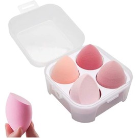4 Pieces of Dry and Wet Use Makeup Sponge Set Blender Beauty Foundation Blending Sponge for Liquid, Cream, and Powder with Egg Holder Box