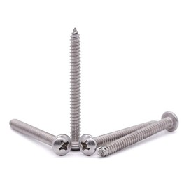 #10 x 1-3/4" Pan Head Sheet Metal Screws, 304 Stainless Steel 18-8, Phillips Drive, Self Tapping, Corrosion Resistant Screws for Wood Sheet Metal, Pack of 50