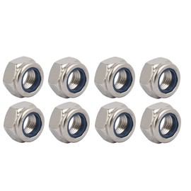 Sourcingmap 8pcs M12 x 1.25mm Pitch Metric Fine Thread 304 Stainless Steel Hex Lock Nuts