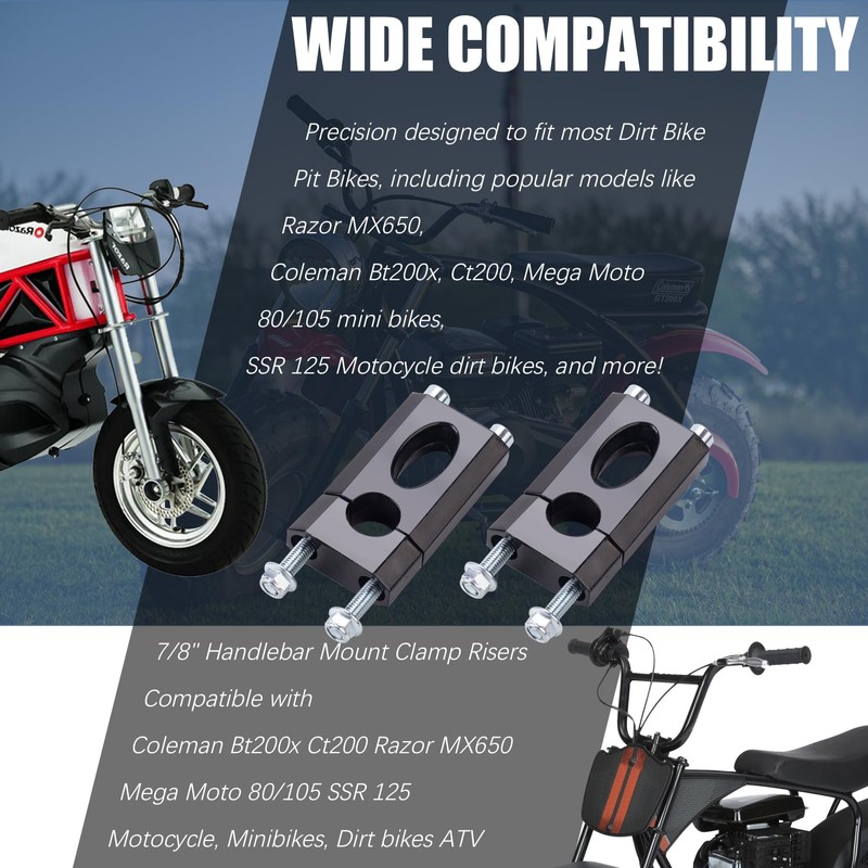 22mm Handlebar Risers,7/8" Handlebar Mount Clamp Risers Compatible with Coleman
