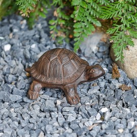 WEMPOLU Turtle Hide A Key Outdoor - Hidden Key Holder for Outside - Cast Iron Rock to Key Hider Garden Decoration - 6 x 5 x 2.5 inches
