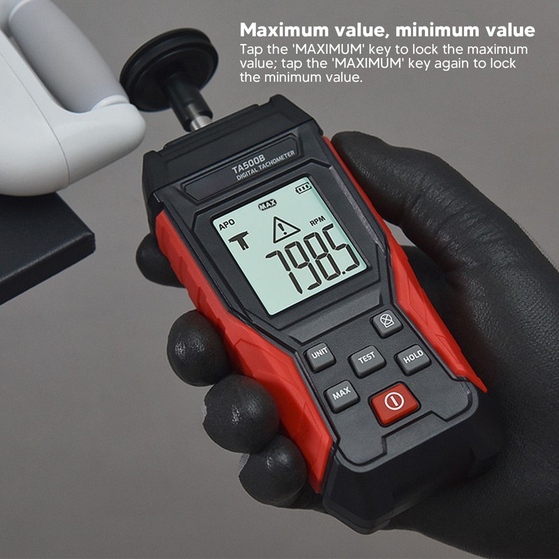 TA500A Digital Tachometer Valve Lockable Non Contact Portable RPM Meter