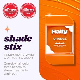 Hally Hair Tinte de Cabello Temporal, Sombra Stix(Naranja) - 12 Ml Tiza Lavable para Cabello para Niños, Adolescentes y Adultos - Tinte para Cabello Pop Of Color Un Día para Festivales, Eventos Deport