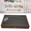 Pin Display Case Large Black PU Leather Dustproof Glass Widely