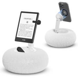Supedesk Magnetic Phone Pillow Stand, Adjustable Phone Holder for Bed,Lap,Desk, Cozy Phone Pillow Holder with Bowl, Compatible with 3.5-11" Phones/E-Readers/Kindles (White)