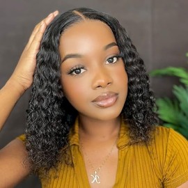 Curly Lace Front Wigs Human Hair Upgraded Glueless Wig Ready To Wear Glueless Curly Wigs For Black Women (10 Inch)