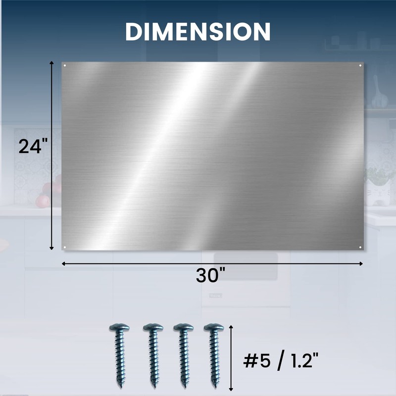 24" x 30" Reversible Metal Backsplash Matching screws | Compatible