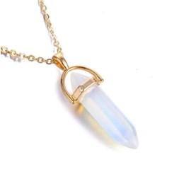 Textiles 4 Home Woman’s Natural Hexagon Pointed Quartz Chakra Crystal Pendant Reiki Necklace Gold (Opel)