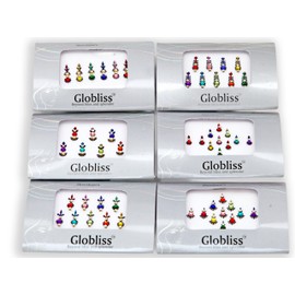 Globliss 6 Packs Combo Long n Small Third eye Indian Bindis Forehead Sticker Colorful bindis tattoos