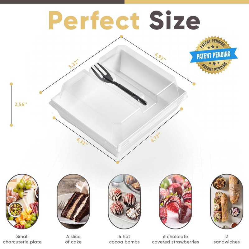 Leafiew 50 Pack Small Charcuterie Boxes with Clear Lids and